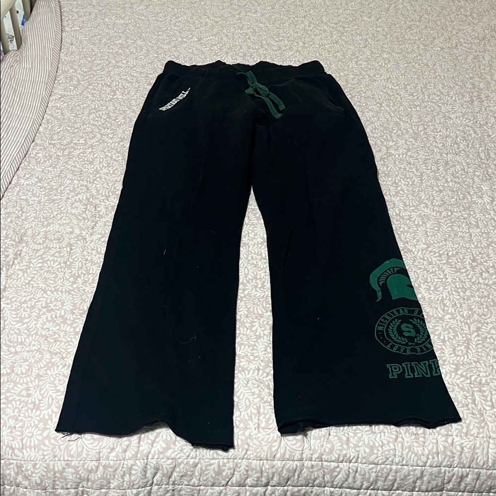PINK Victoria's Secret Black Michigan State University (MSU) Sweatpants